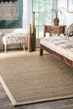 Nuloom Elijah Beige/Natural, 6' Square, Basketweave, Seagrass, Soft and Textured, High Traffic, Stain Resistant, Easy Clean, Durable Area Rug for Bedroom, Living Room, Dining, Den, Foyer, Entryway