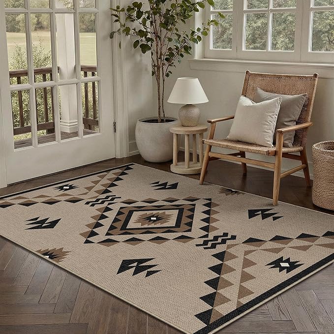 3x5 Easy Jute Outdoor Patio Rug Washable Brown Boho Entrance Area Rug for Living Room Lightweight Non Slip No Sheding Doormat Entryway Farmhouse Bedroom Backyard Kitchen Deck
