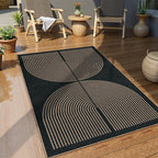 Lahome Enfys Modern Rainbow Easy Jute Outdoor Patio Rug, 3x5 Black Washable Rugs for Entryway Office Farmhouse Classroom Carpet, Contemporary Non Slip Front Door Mat for Porch Guestroom Room Decor