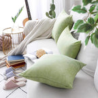 Home Brilliant Green Spring Pillow Covers Burlap Textured Solid Linen Sage European Cushion Cover Sham for Bench Decor, 24x24inch (60cm), Grass Green
