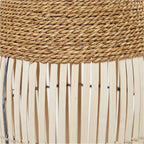Deco 79 Seagrass Handmade Decorative Vase Wrapped Tall Floor Centerpiece Vase with Cream Slatted Bamboo Center, Vase for Home Decoration 13" x 13" x 40", Brown