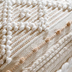 BlissBlush Cream White Boho Throw Pillow Cover 20X20, Boho Woven Textured Pillow Cover, Neutral Pillow Cover, Sofa Couch Bed Farmhouse Lumbar Pillow (Cover ONLY)