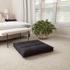 Square Tufted Floor Pillow with Removable Cover, Black, Medium (32")