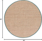 SAFAVIEH Area Rug 8' Round - Natural Fiber Collection - Natural & Light Blue, Seagrass, Basketweave Pattern with Border (NF114M)