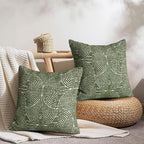 AELS Boho Decorative Textured Throw Pillow Covers 20x20, Modern Mid Century Rainbow Tufted Pillow Case, Farmhouse Rustic Geometric Woven Cushion Case for Bed Couch Sofa, Olive Green
