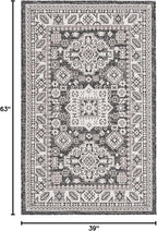 Rugs.com Outdoor Aztec Collection Rug – 3' x 5' Charcoal Gray Flatweave Rug Perfect for Living Rooms, Large Dining Rooms, Open Floorplans