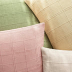 Foindtower Set of 2 Decorative Linen Check Throw Pillow Covers Neutral Farmhouse Vintage Cushion Covers Modern Boho Accent Home Decor for Sofa Chair Couch Bedroom Living Room,26×26 Inch,Light Pink