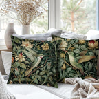Vintage William Morris Hummingbird Pillow Cover 18x18 Set of 2,Rustic Green Hummingbird Bird Animal Floral Botanical Print Decorative Throw Pillow Covers for Home Bedroom Living Room