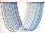 QULBUJ Dip Dye Large Macrame Wall Hanging Tie-Dye Yarn Tapestry Home Boho Wall Decor Ombre Art Headboard Bedroom Living Room 52" Wx34 L (Blue)