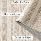 Boho Area Rug 6x9 Beige Living Room Large Office Modern Neutral Kitchen Taupe Washable Indoor Accent Low Pile Geometric Carpet Distressed Throw Rug Bedroom Dining Room