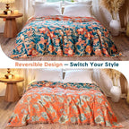 Boho Throw Blanket 60"x80" 100% Cotton Twin Bird Blanket, Breathable Lightweight Spring Decorative Reversible Blankets with Fringe for Couch Vintage Decor
