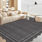Garvee Scalloped Washable Rugs 9x12 Area Rug for Bedroom Rug Non Slip Throw Rugs Large Living Room Rug Modern Farmhouse Low Pile Soft Stain Resistant Carpet for Nursery Dining Room 9'x12' Dark Grey