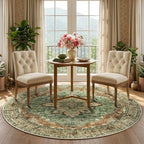 Area Rugs 5ft Washable Non-Slip, Floral Vintage Distress Print Pattern Medallion Carpet for Living Room Bedroom Dining Room, Brick Red Rust Neutral Brown Burnt Orange