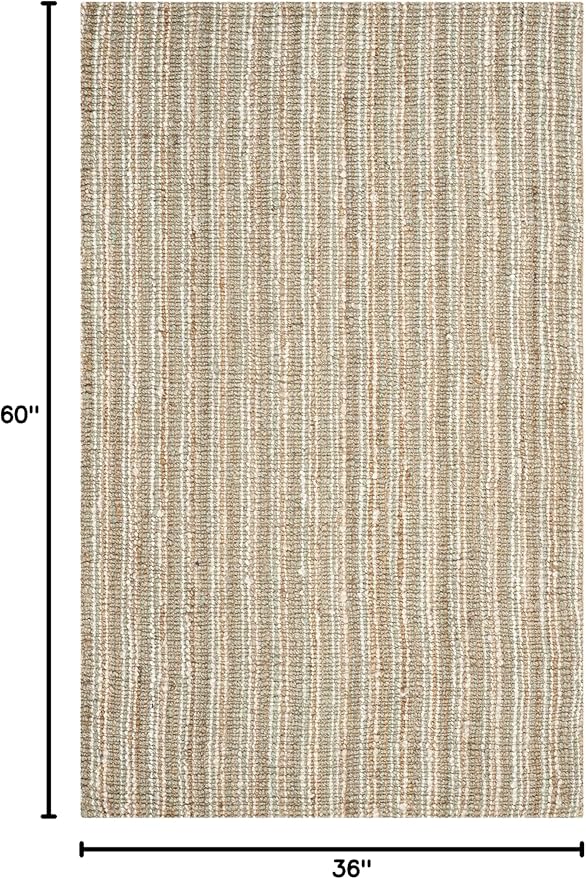 SAFAVIEH Area Rug 3x5 - Natural Fiber Collection - Natural & Ivory, Handmade Jute, Farmhouse Style, Chunky Textured Thick Pile (NF447N)