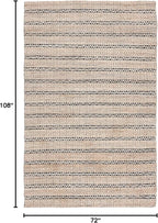 SAFAVIEH Natural Fiber Collection Area Rug - 6' x 9', Black & Natural, Handmade Flat Weave Stripe Jute & Cotton Jute, Ideal for High Traffic Areas in Living Room, Bedroom (NFB655Z)