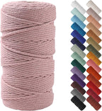 NOANTA Dusty Pink Macrame Cord 3mm x 220yards, Colored Macrame Rope Cotton Rope Macrame Yarn, Colorful Cotton Craft Cord for Wall Hanging, Plant Hangers, Crafts, Knitting