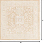 Rugs.com Outdoor Aztec Collection Rug – 5 Ft Square Natural Flatweave Rug Perfect for Living Rooms, Kitchens, Entryways
