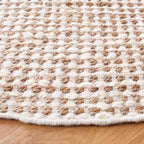 SAFAVIEH Natura Collection Area Rug - 6' Round, Beige & Ivory, Handmade Flat Weave Wool & Jute, Ideal for High Traffic Areas in Living Room, Bedroom (NAT349B)