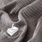 KyraHome 100% Cotton Throw Blanket for Couch, 60"x80" Large Muslin Blankets for Adults, Toddler, Plant-Dyed, Breathable Cozy Lightweight Fall Blanket, Picnic, Travel, All Season, Dark Grey