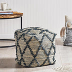 GDFStudio Boho Handmade Fabric Cube Pouf Ottoman Foot Stool - Bean Bag Floor Chair - Foot Rest Couch for Living Room Bedroom,Charcoal,16"" x 16"" x 16"", Cimarro,charcoal, 313838N