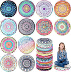 Ganeen 12 Pcs Floor Cushions for Classroom 16'' Boho Kids Seating Pillow Flexible Floor Cushions Meditation Pillows for Toddler Sitting Home School Classroom Kindergarten Daycare Nursery(Round)