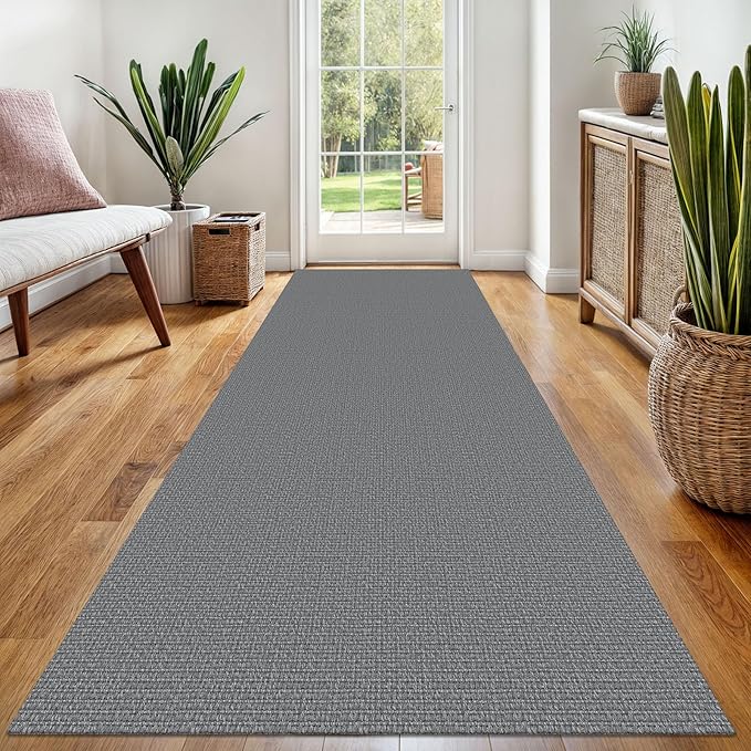 EARTHALL Washable Runner Rug 3x8 Ft Non Slip Runners for Hallways Wide Cotton Rubber Backed Kitchen Runner Braided Indoor Floor Carpet Runners for Entryway, Hallway, Kitchen, Bedroom, Charcoal Gray
