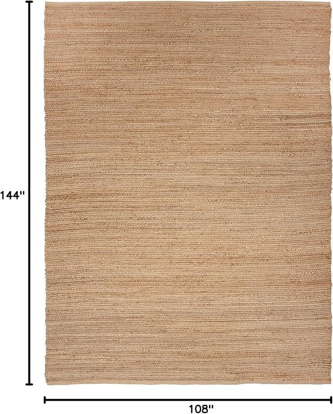 Nourison Home Natural Jute Natural 9' x 12' Area Rug - Easy Clean, Non Shedding, Bed Room, Living Room, Dining Room, Kitchen (9' x 12')