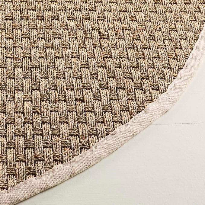 SAFAVIEH Area Rug 11x15 - Natural Fiber Collection - Large - Natural & Ivory, Seagrass, Basketweave Pattern with Border (NF114J)