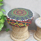 CRAFT KALA Large Hippie Mandala Meditation Floor Ottoman Pillow Cushion Pouf Cover Square Poufs Bohemian Circle Floor Cushion Case Outdoor Fireplace Yoga Living Room Decor Cover New Blue, 18" Round