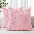 decorUhome Cozy Textured Throw Pillow Covers 20x20 Inch Set of 2, Soft Plush Faux Wool Light Pink Accent Couch Pillow Covers for Modern Farmhouse Sofa Bed Living Room