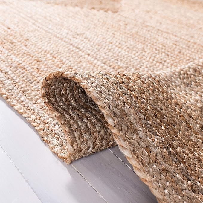 SAFAVIEH Area Rug 4' Square - Cape Cod Collection- Natural Brown, Handmade Braided Flat Weave Jute (CAP252A)
