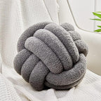 Uvvyui Knot Pillow Ball, Soft Home Decorative Pillows, Round Throw Pillow, Handmade Knotted Plush Pillow, Round Boucle Pillow Cushion (8.6 Inches Dark Gray)