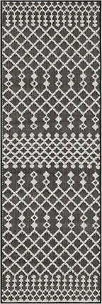 Nourison Home Positano Black 2' x 6' Area Rug - Easy Clean, Non Shedding, Bed Room, Living Room, Dining Room, Kitchen (6' Runner)