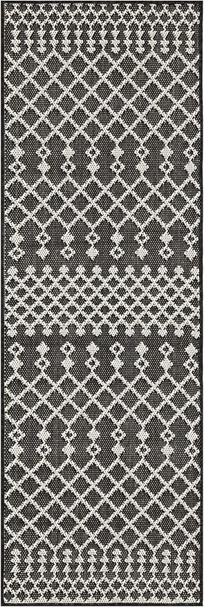 Nourison Home Positano Black 2' x 6' Area Rug - Easy Clean, Non Shedding, Bed Room, Living Room, Dining Room, Kitchen (6' Runner)