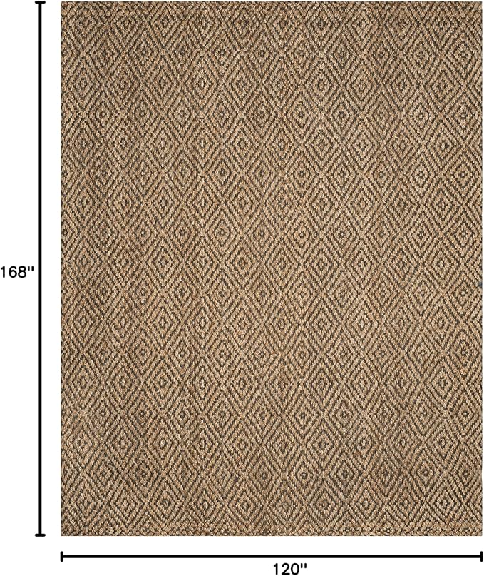 SAFAVIEH Natural Fiber Collection Area Rug - 10' x 14', Natural & Grey, Handmade Jute, Ideal for High Traffic Areas in Living Room, Bedroom (NF181D)