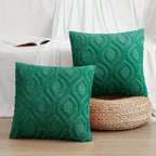 decorUhome Cozy Textured Throw Pillow Covers 18x18 Inch Set of 2, Soft Plush Faux Wool Green Accent Couch Pillow Covers for Modern Farmhouse Sofa Bed Living Room