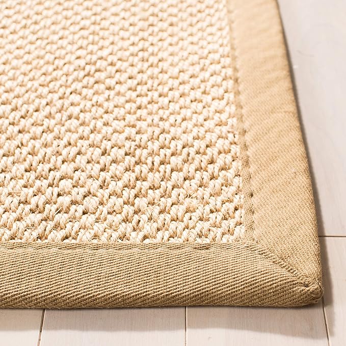 SAFAVIEH Natural Fiber Collection Runner Rug - 2'6" x 8', Maize & Linen Color, Sisal, Woven Design with Border (NF141B)