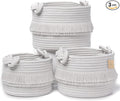 NaturalCozy 3-Piece Decorative Storage Basket Set – Cotton Rope Woven Baskets for Organizing! Small Storage Bins for Nursery Baby Stuff, Gift, Montessori, Dog Toy Bin, Cat Toys, Bathroom Shelves