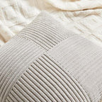 Fancy Homi 2 Packs Neutral Grey Euro Decorative Throw Pillow Covers 26x26 Inch for Couch Bed Sofa, Rustic Farmhouse Boho Home Decor, Soft Corss Corduroy Patchwork Textured Square Cushion Case 66x66 cm