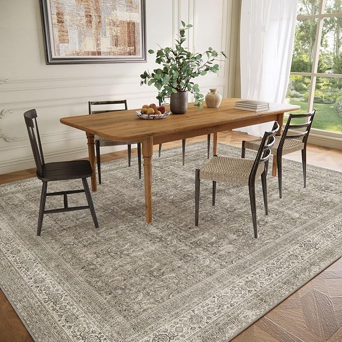 10x12 Area Rugs for Living Room: Bedroom Rug Washable Stain Resistant Non Slip Low Pile Soft Boho Large Area Rug for Kitchen Dining Room Under Table Nursery Farmhouse Home Office Indoor
