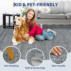 GarveeHome Scalloped Washable Area Rugs 9 x 12 Rug for Living Room Modern Rug Non Slip Throw Rugs Large Bedroom Rugs Low Pile Stain Resistant Carpet for Dining Room Nursery 9'x12' Grey