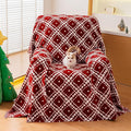 Reversible Couch Cover Blanket, Christmas Couch Cover, Chenille Sofa Covers Blanket, Christmas Sofa Covers Washable, 71"×71" Couch Covers for Recliner & Chair (1PC, Red, Single Seater)