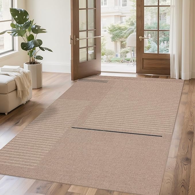 Easy Jute Rug 5x7: Indoor Outdoor Natural Boho Area Rugs for Living Room Patio Washable - Farmhouse Neutral Contemporary Carpet Mat for Entryway Bedroom Kitchen Backyard Sunroom Non Slip
