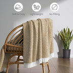 Joiedomi Throw Blanket for Couch Bed, Light Camel Knitted Blankets Gifts for Women Mom Girls, Cozy Cute Soft Throw Home Room Decor Aesthetic for Women Mothers Birthday Gifts 50x60 Inches