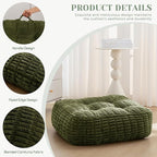 8" Washable Floor Pillow Cushion for Adults, Meditation Cushion Pillow, Removable Tufted Blended Corduroy Cover, Large Square Floor Sitting for Tatami Living Room or Yoga, 22x22 Inch, Machine Washable