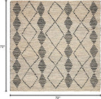 SAFAVIEH Bohemian Collection Area Rug - 6' Square, Beige & Black, Handmade Moroccan Tribal Jute, Ideal for High Traffic Areas in Living Room, Bedroom (BOH703Z)