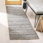 SAFAVIEH Cape Cod Collection Runner Rug - 2'3" x 8', Natural & Blue, Handmade Flat Weave Jute, Ideal for High Traffic Areas in Living Room, Bedroom (CAP250A)