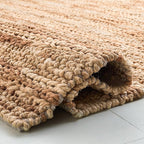 SAFAVIEH Natural Fiber Couture Collection Area Rug - 6' Square, Ivory & Natural, Handmade Jute, Ideal for Living Room, Bedroom, Dining Space (NFC101A)