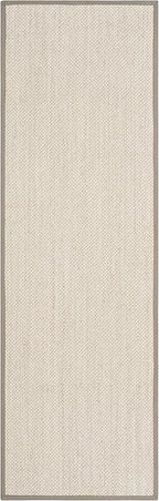 SAFAVIEH Natural Fiber Collection Runner Rug - 2'6" x 12', Marble & Khaki, Sisal, Woven Design with Border (NF143E)
