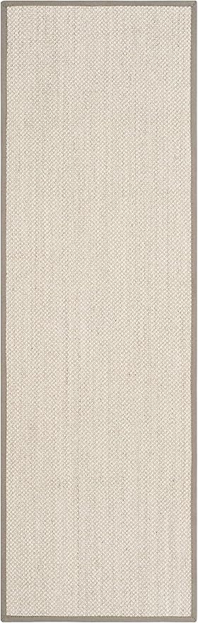 SAFAVIEH Natural Fiber Collection Runner Rug - 2'6" x 10', Marble & Khaki, Sisal, Woven Design with Border (NF143E)